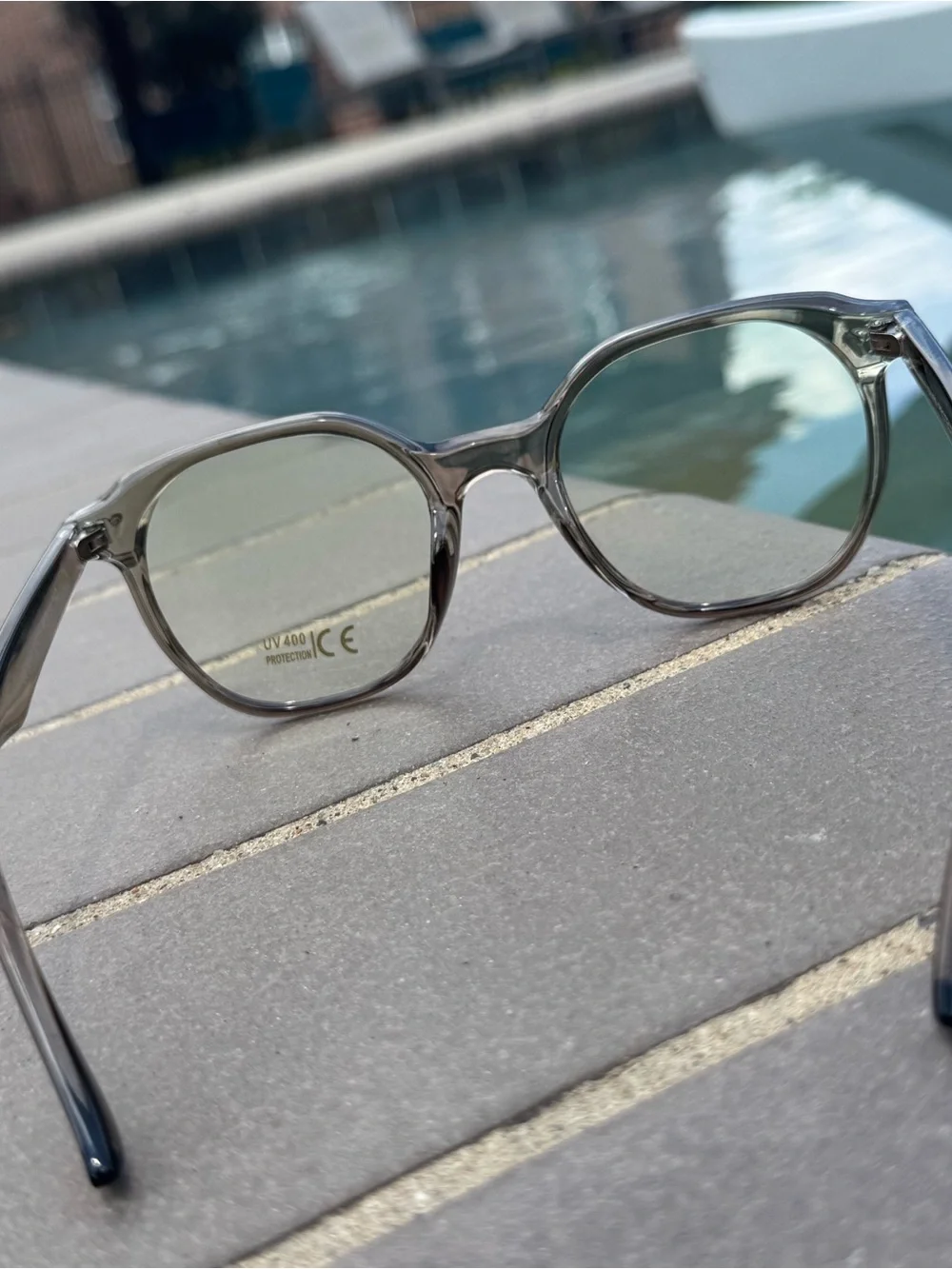 Transparent Grey Round Sunglasses